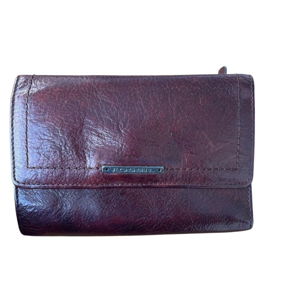 Fossil Vintage 2000s Genuine Leather Shoulder Bag + Matching Wallet Set - Picture 3 of 16